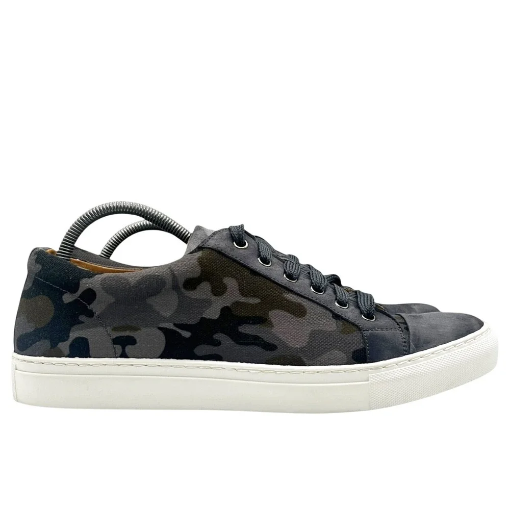 Donald Pliner Christy Camo Canvas Suede Low Top Sneakers Mens 10 Gray Blue Spain